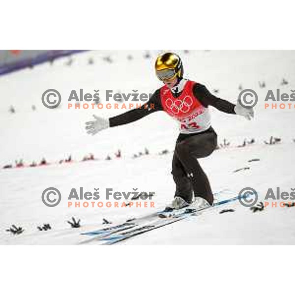 Lovro Kos (SLO) competes in Qualification of Men\'s Large Hill Ski Jumping in Zhnagjiakou at Beijing 2022 Winter Olympic Games, China on February 11, 2022