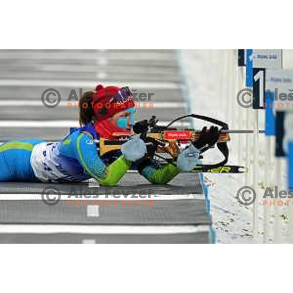 Ziva Klemencic (SLO) competes in Women’s Biathlon Sprint 7.5 km in Zhnagjiakou at Beijing 2022 Winter Olympic Games, China on February 11, 2022