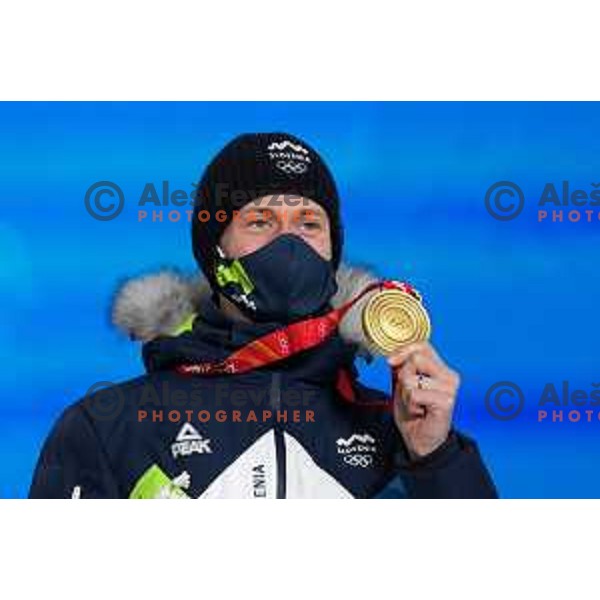 Peter Prevc of Slovenia Ski jumping Olympic team, gold medalist in Mix Team Competition in Zhangjiakou venue of Beijing 2022 Winter Olympic Games, China on February 7, 2022