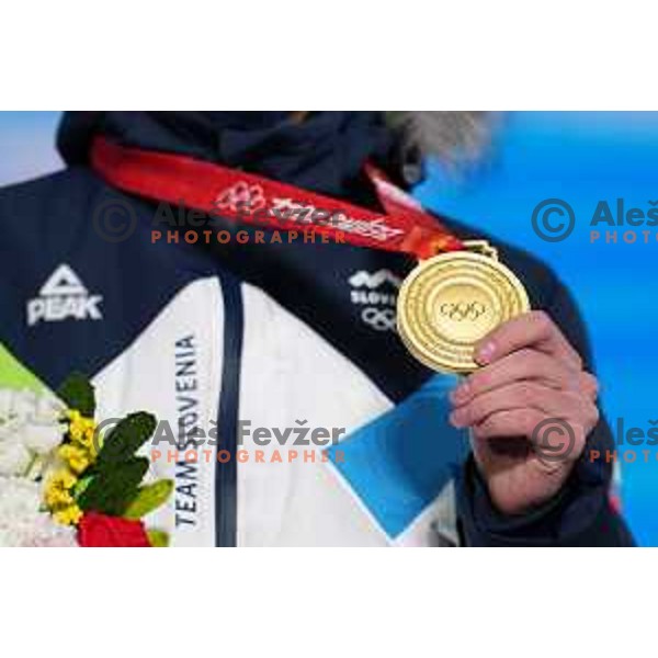Peter Prevc of Slovenia Ski jumping Olympic team, gold medalist in Mix Team Competition in Zhangjiakou venue of Beijing 2022 Winter Olympic Games, China on February 7, 2022