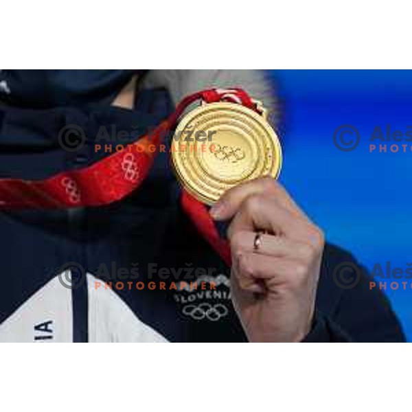 Peter Prevc of Slovenia Ski jumping Olympic team, gold medalist in Mix Team Competition in Zhangjiakou venue of Beijing 2022 Winter Olympic Games, China on February 7, 2022