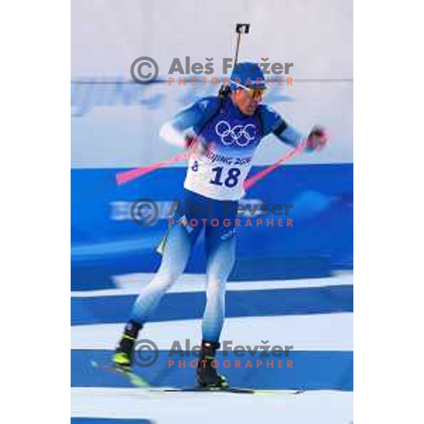 Quentin Fillon Maillet (FRA), Olympic sliver medalist in Men’s Biathlon Sprint 10 km in Zhnagjiakou at Beijing 2022 Winter Olympic Games, China on February 12, 2022