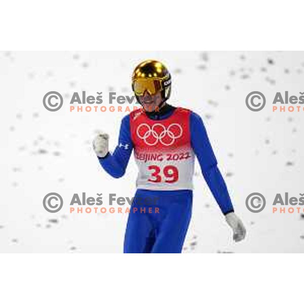 Timi Zajc (SLO) competes in Ski Jumping Normal Hill Competition in Zhangjiakou venue of Beijing 2022 Winter Olympic Games, China on February 12, 2022