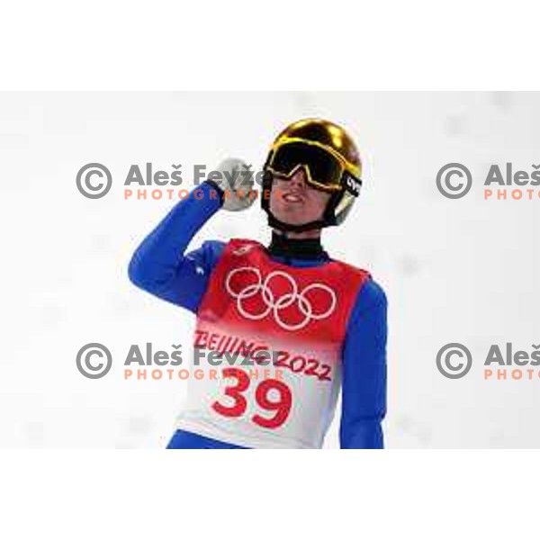 Timi Zajc (SLO) competes in Ski Jumping Normal Hill Competition in Zhangjiakou venue of Beijing 2022 Winter Olympic Games, China on February 12, 2022