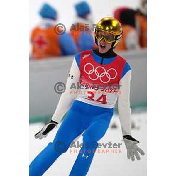 Peter Prevc (SLO) competes in Ski Jumping Normal Hill Competition in Zhangjiakou venue of Beijing 2022 Winter Olympic Games, China on February 12, 2022