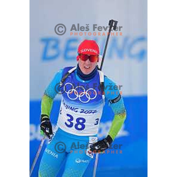 Miha Dovzan (SLO) competes in Men’s Biathlon Sprint 10 km in Zhnagjiakou at Beijing 2022 Winter Olympic Games, China on February 12, 2022