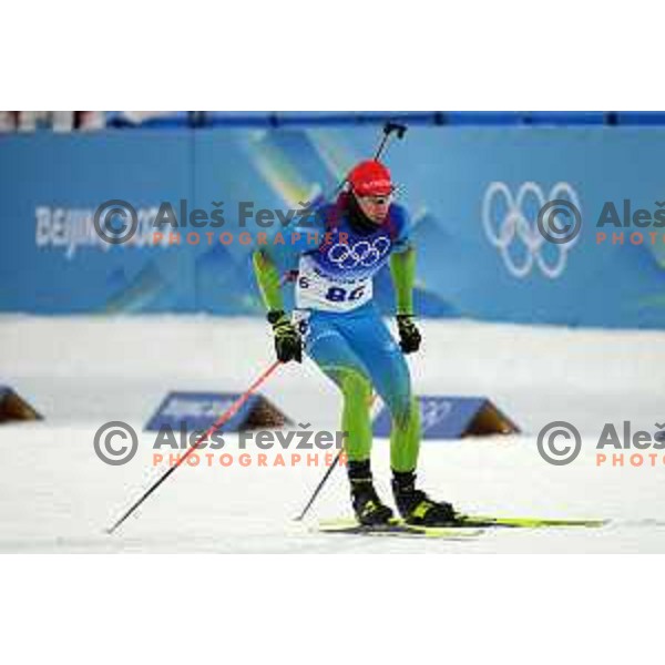 Rok Trsan (SLO) competes in Men’s Biathlon Sprint 10 km in Zhnagjiakou at Beijing 2022 Winter Olympic Games, China on February 12, 2022