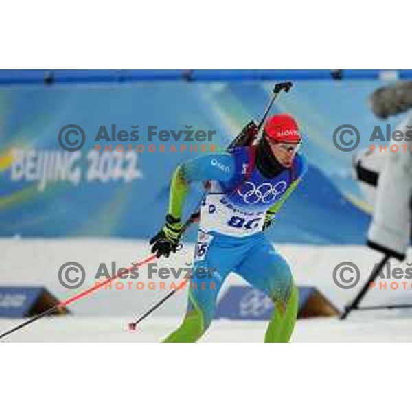 Rok Trsan (SLO) competes in Men’s Biathlon Sprint 10 km in Zhnagjiakou at Beijing 2022 Winter Olympic Games, China on February 12, 2022