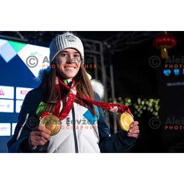 Ursa Bogataj at Olympic medalists reception held by Olympic Committee of Slovenia in Kranjska Gora, Slovenia on February 12, 2022