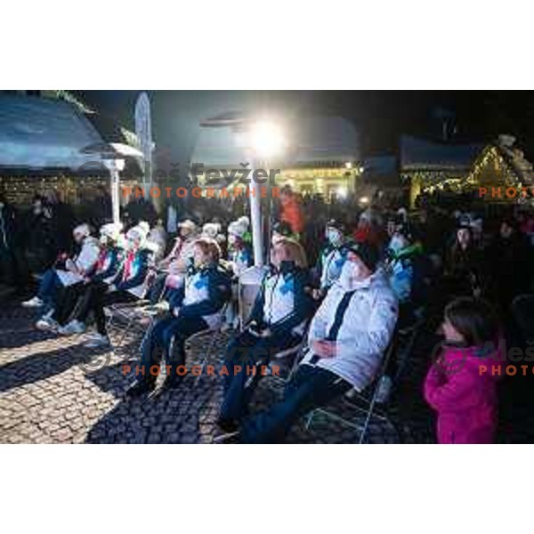 at Olympic medalists reception held by Olympic Committee of Slovenia in Kranjska Gora, Slovenia on February 12, 2022
