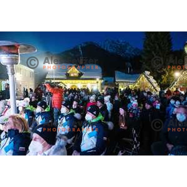 at Olympic medalists reception held by Olympic Committee of Slovenia in Kranjska Gora, Slovenia on February 12, 2022