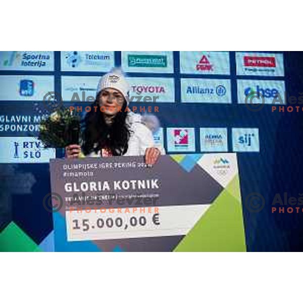 Gloria Kotnik at Olympic medalists reception held by Olympic Committee of Slovenia in Kranjska Gora, Slovenia on February 12, 2022