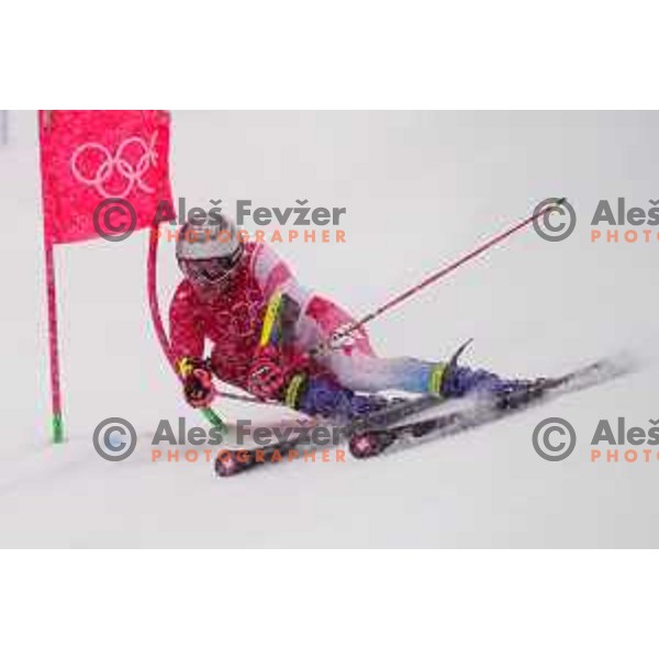 Marco Odermatt (SUI) skiing in the first run of Men\'s Giant slalom in Yanging National Alpine Centre, Beijing 2022 Winter Olympic Games, China on February 13, 2022