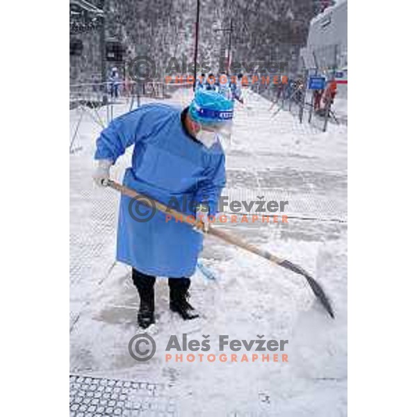 Weather delay at Men\'s Giant slalom in Yanging National Alpine Centre, Beijing 2022 Winter Olympic Games, China on February 13, 2022