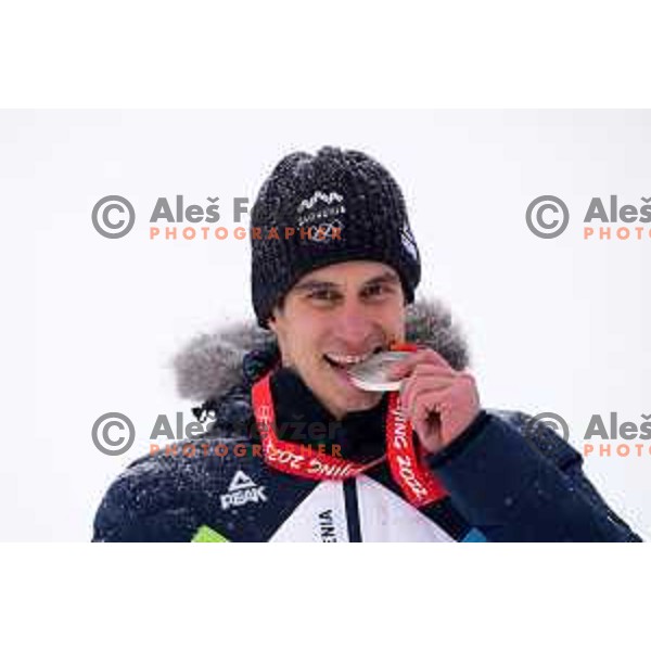 Zan Kranjec(SLO), Olympic silver medalist in Men\'s Giant slalom in Yanging National Alpine Centre, Beijing 2022 Winter Olympic Games, China on February 13, 2022