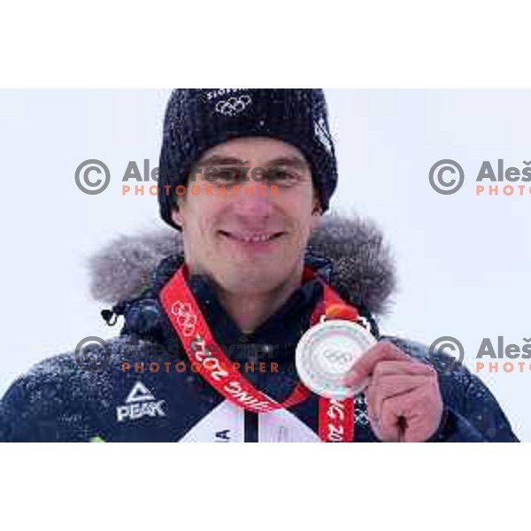 Zan Kranjec(SLO), Olympic silver medalist in Men\'s Giant slalom in Yanging National Alpine Centre, Beijing 2022 Winter Olympic Games, China on February 13, 2022