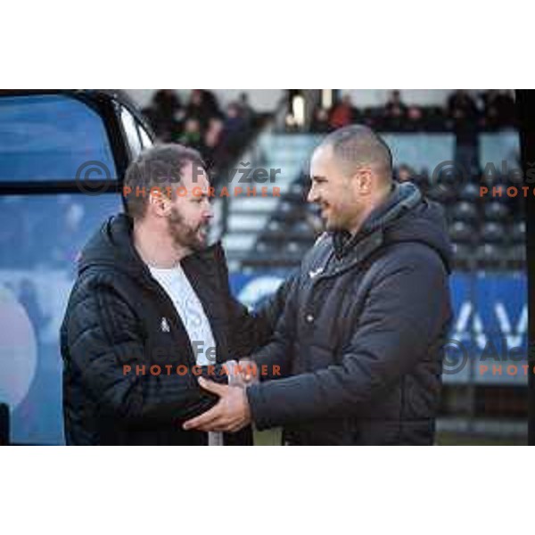 Damir Contala, head coach of Mura and Dejan Grabic, head coach of Bravo during Prva liga Telemach football match between NS Mura and Bravo in Fazanerija, Murska Sobota, Slovenia on February 13, 2022. Photo: Jure Banfi/www.alesfevzer.com