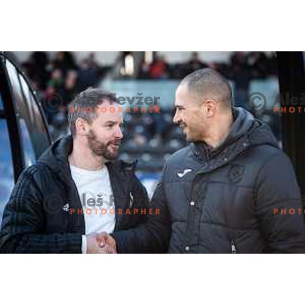 Damir Contala, head coach of Mura and Dejan Grabic, head coach of Bravo during Prva liga Telemach football match between NS Mura and Bravo in Fazanerija, Murska Sobota, Slovenia on February 13, 2022. Photo: Jure Banfi/www.alesfevzer.com