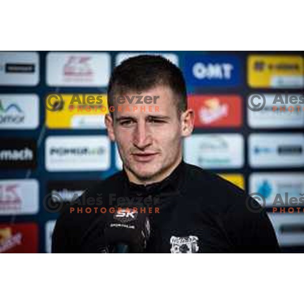 Klemen Sturm at the press conference after Prva liga Telemach football match between NS Mura and Bravo in Fazanerija, Murska Sobota, Slovenia on February 13, 2022. Photo: Jure Banfi/www.alesfevzer.com