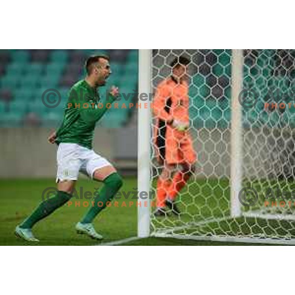 Mustafa Nukic in action during Prva Liga Telemach football match between Olimpija and Maribor in SRC Stozice, Ljubljana, Slovenia on February 13, 2022 