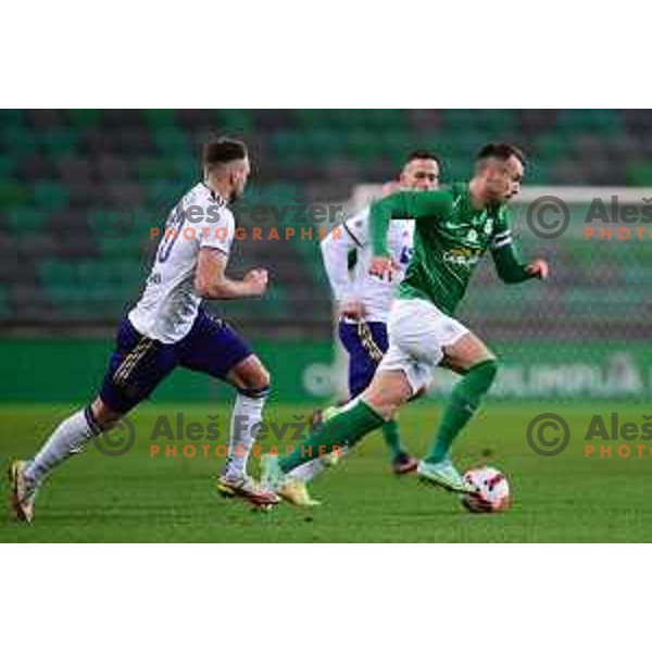 Mustafa Nukic in action during Prva Liga Telemach football match between Olimpija and Maribor in SRC Stozice, Ljubljana, Slovenia on February 13, 2022 