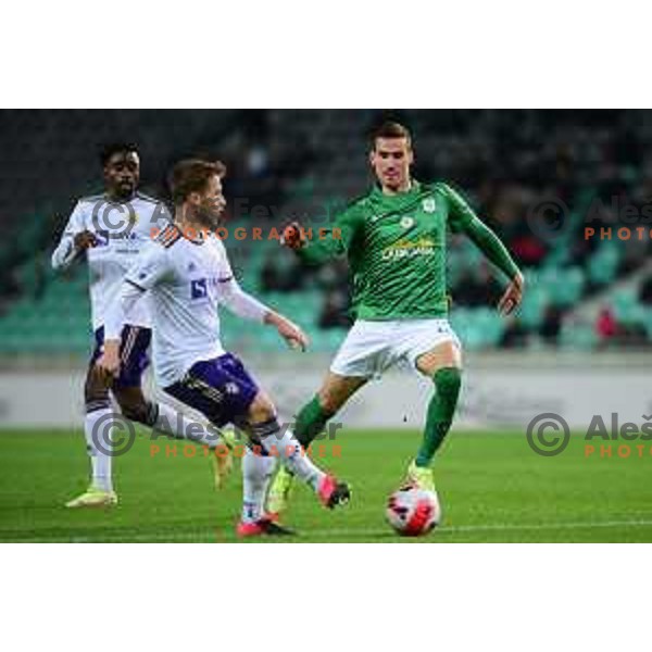 In action during Prva Liga Telemach football match between Olimpija and Maribor in SRC Stozice, Ljubljana, Slovenia on February 13, 2022