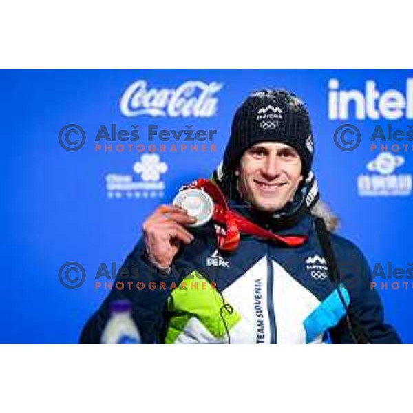 Zan Kranjec (SLO), Olympic silver medalist in Men\'s Giant slalom in Yanging National Alpine Centre, Beijing 2022 Winter Olympic Games, China on February 13, 2022