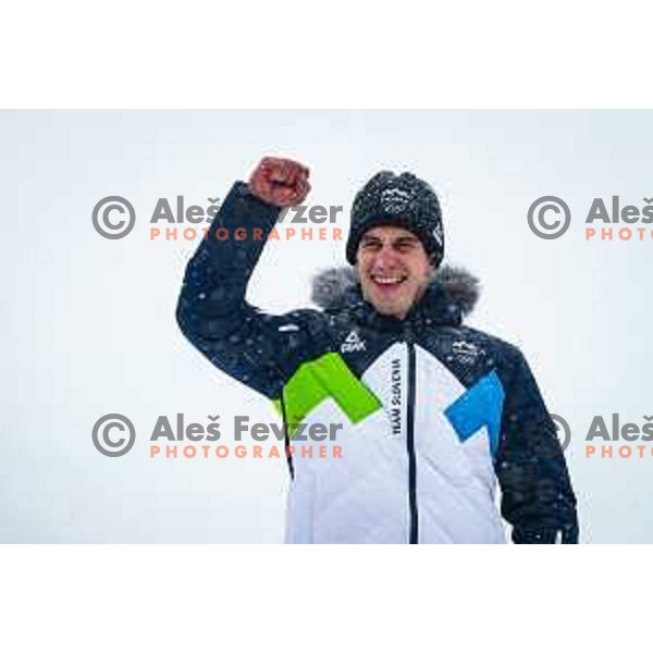 Zan Kranjec (SLO), Olympic silver medalist in Men\'s Giant slalom in Yanging National Alpine Centre, Beijing 2022 Winter Olympic Games, China on February 13, 2022