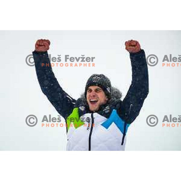 Zan Kranjec (SLO), Olympic silver medalist in Men\'s Giant slalom in Yanging National Alpine Centre, Beijing 2022 Winter Olympic Games, China on February 13, 2022