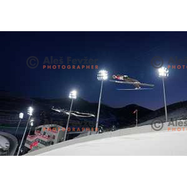 Lovro Kos (SLO) at Ski Jumping Men’s Team Competition in Zhangjiakou venue of Beijing 2022 Winter Olympic Games, China on February 14, 2022 