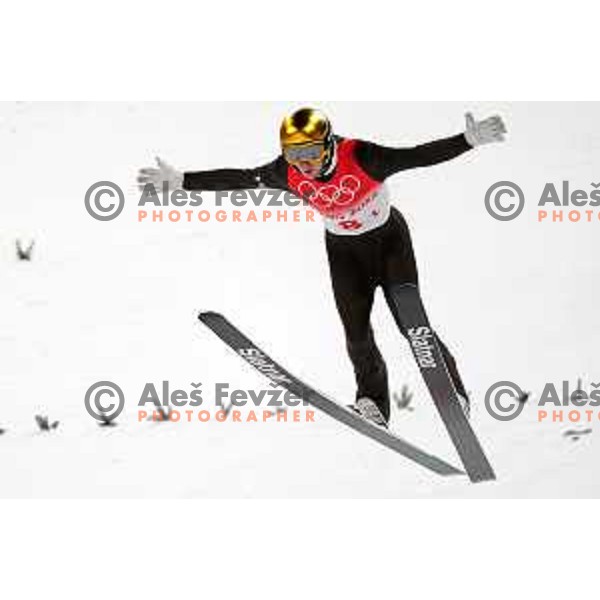Lovro Kos (SLO) at Ski Jumping Men’s Team Competition in Zhangjiakou venue of Beijing 2022 Winter Olympic Games, China on February 14, 2022 