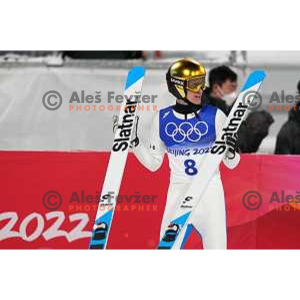 Peter Prevc (SLO) celebrates silver medal at Ski Jumping Men’s Team Competition in Zhangjiakou venue of Beijing 2022 Winter Olympic Games, China on February 14, 2022 
