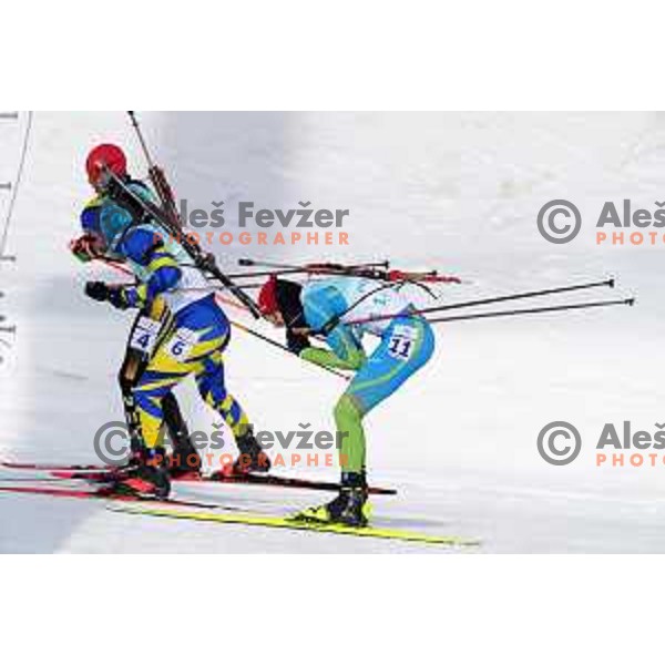 Jakov Fak of Slovenia competes in Men’s Biathlon Team relay 4x7.5 km in Zhangjiakou venue of Beijing 2022 Winter Olympic Games, China on February 15, 2022 