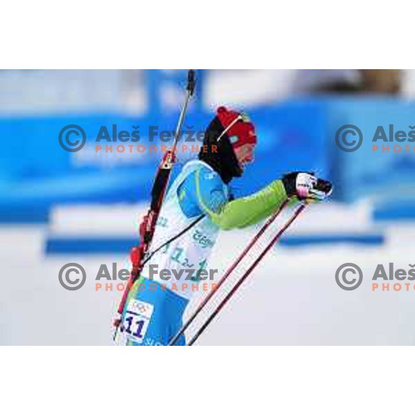 Jakov Fak of Slovenia competes in Men’s Biathlon Team relay 4x7.5 km in Zhangjiakou venue of Beijing 2022 Winter Olympic Games, China on February 15, 2022 