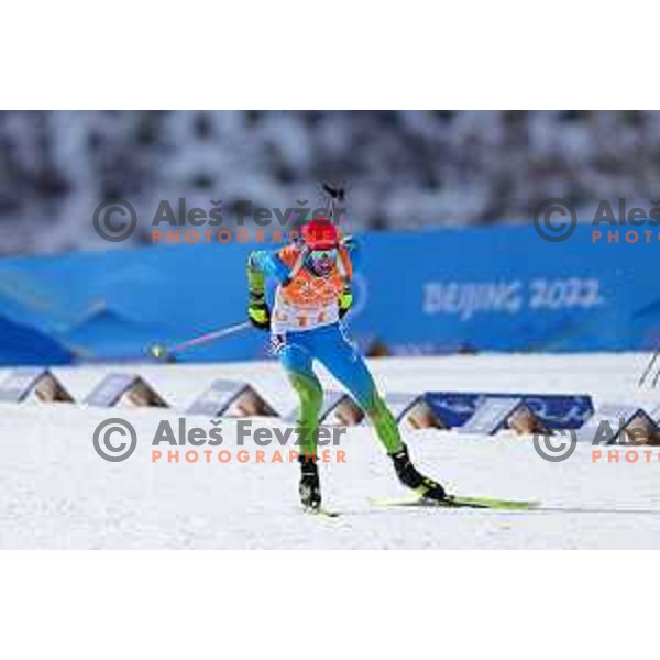 Lovro Planko of Slovenia competes in Men’s Biathlon Team relay 4x7.5 km in Zhangjiakou venue of Beijing 2022 Winter Olympic Games, China on February 15, 2022 