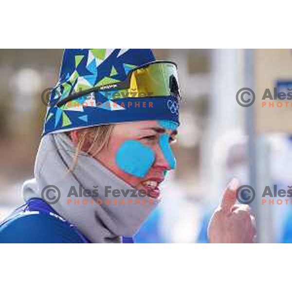 Anamarija Lampic (SLO) after Women\'s Cross Country Team Sprint Classic in Zhangjiakou venue of Beijing 2022 Winter Olympic Games, China on February 16, 2022