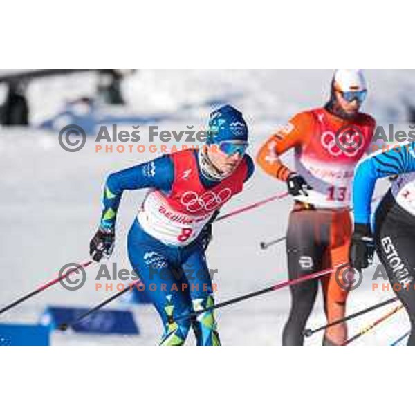 Vili Crv (SLO) competes in Men\'s Cross Country Team Sprint Classic in Zhangjiakou venue of Beijing 2022 Winter Olympic Games, China on February 16, 2022