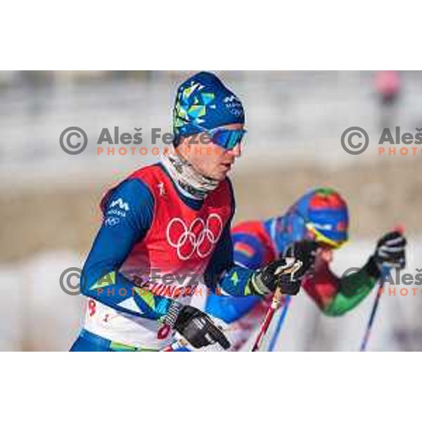 Vili Crv (SLO) competes in Men\'s Cross Country Team Sprint Classic in Zhangjiakou venue of Beijing 2022 Winter Olympic Games, China on February 16, 2022