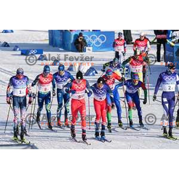 Vili Crv and Miha Simenc (SLO) compete in Men\'s Cross Country Team Sprint Classic in Zhangjiakou venue of Beijing 2022 Winter Olympic Games, China on February 16, 2022 