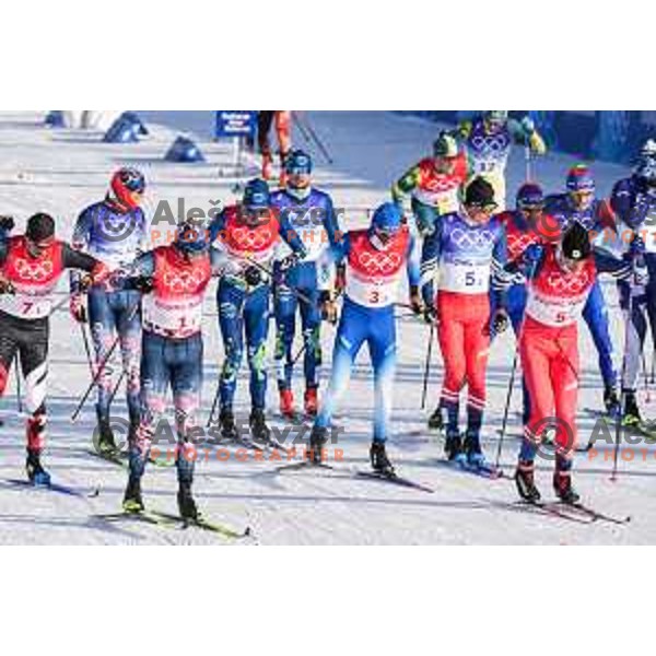Vili Crv and Miha Simenc (SLO) compete in Men\'s Cross Country Team Sprint Classic in Zhangjiakou venue of Beijing 2022 Winter Olympic Games, China on February 16, 2022 