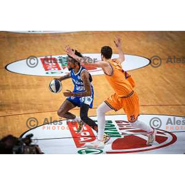 in action during Spar Cup semi-finals basketball match between Helios Suns and Rogaska in Kodeljevo, Ljubljana, Slovenia on February 17, 2022. Photo: Jure Banfi/www.alesfevzer.com