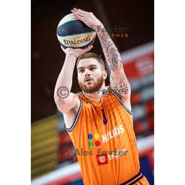Miroslav Pasajlic in action during Spar Cup semi-finals basketball match between Helios Suns and Rogaska in Kodeljevo, Ljubljana, Slovenia on February 17, 2022. Photo: Jure Banfi/www.alesfevzer.com