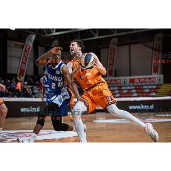 Blaz Mahkovic in action during Spar Cup semi-finals basketball match between Helios Suns and Rogaska in Kodeljevo, Ljubljana, Slovenia on February 17, 2022. Photo: Jure Banfi/www.alesfevzer.com