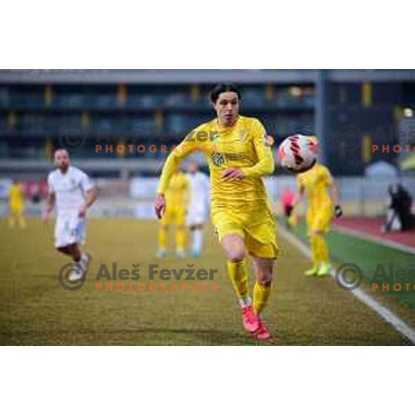 Alen Jurilj in action during Prva Liga Telemach 2021-2022 football match between Domzale and Olimpija in Domzale, Slovenia on February 17, 2022 