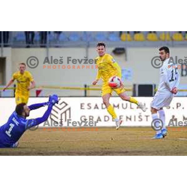 Mitja Ilenic in action during Prva Liga Telemach 2021-2022 football match between Domzale and Olimpija in Domzale, Slovenia on February 17, 2022 