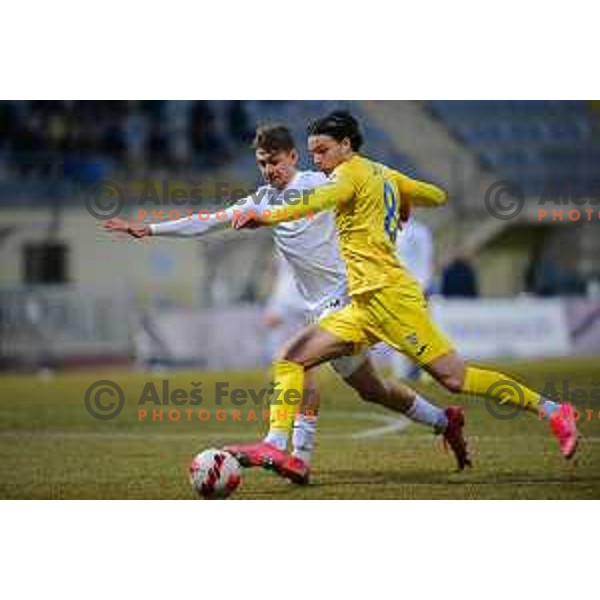 Marcel Ratnik and Alen Jurilj in action during Prva Liga Telemach 2021-2022 football match between Domzale and Olimpija in Domzale, Slovenia on February 17, 2022 
