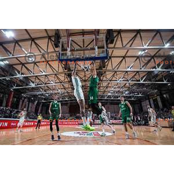 in action during semi-final of Spar Cup basketball match between Cedevita Olimpija and Krka in Kodeljevo Hall, Ljubljana, Slovenia on February 17, 2022