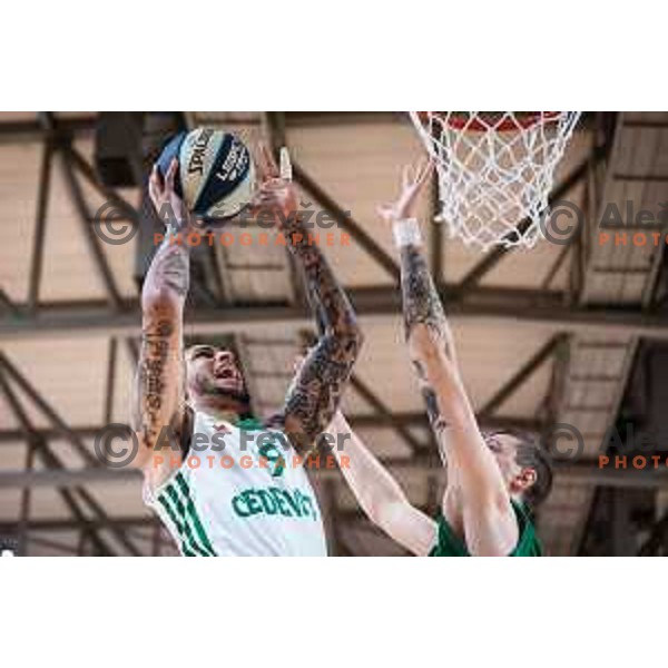 Zach Auguste in action during semi-final of Spar Cup basketball match between Cedevita Olimpija and Krka in Kodeljevo Hall, Ljubljana, Slovenia on February 17, 2022