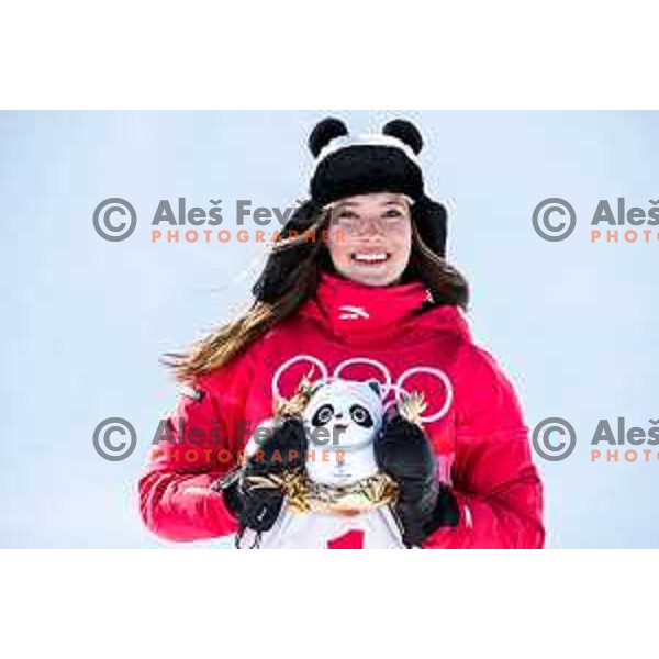 Ailing Eileen Gu (CHN) Olympic gold medalist in Women’s Freeski Halfpipe at Zhangjiakou venue of Beijing 2022 Winter Olympic Games, China on February 18, 2022