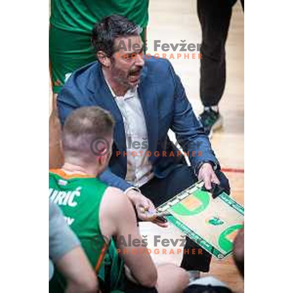 Jurica Golemac, head coach of Cedevita Olimpija in action during Spar Cup finals basketball match between Cedevita Olimpija and Helios Suns in Kodeljevo, Ljubljana, Slovenia on February 18, 2022. Photo: Jure Banfi/www.alesfevzer.com